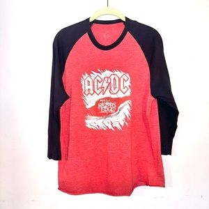 AC/DC 2004 The Razors Edge Tour Baseball Style Shirt With Tour Dates Size Large